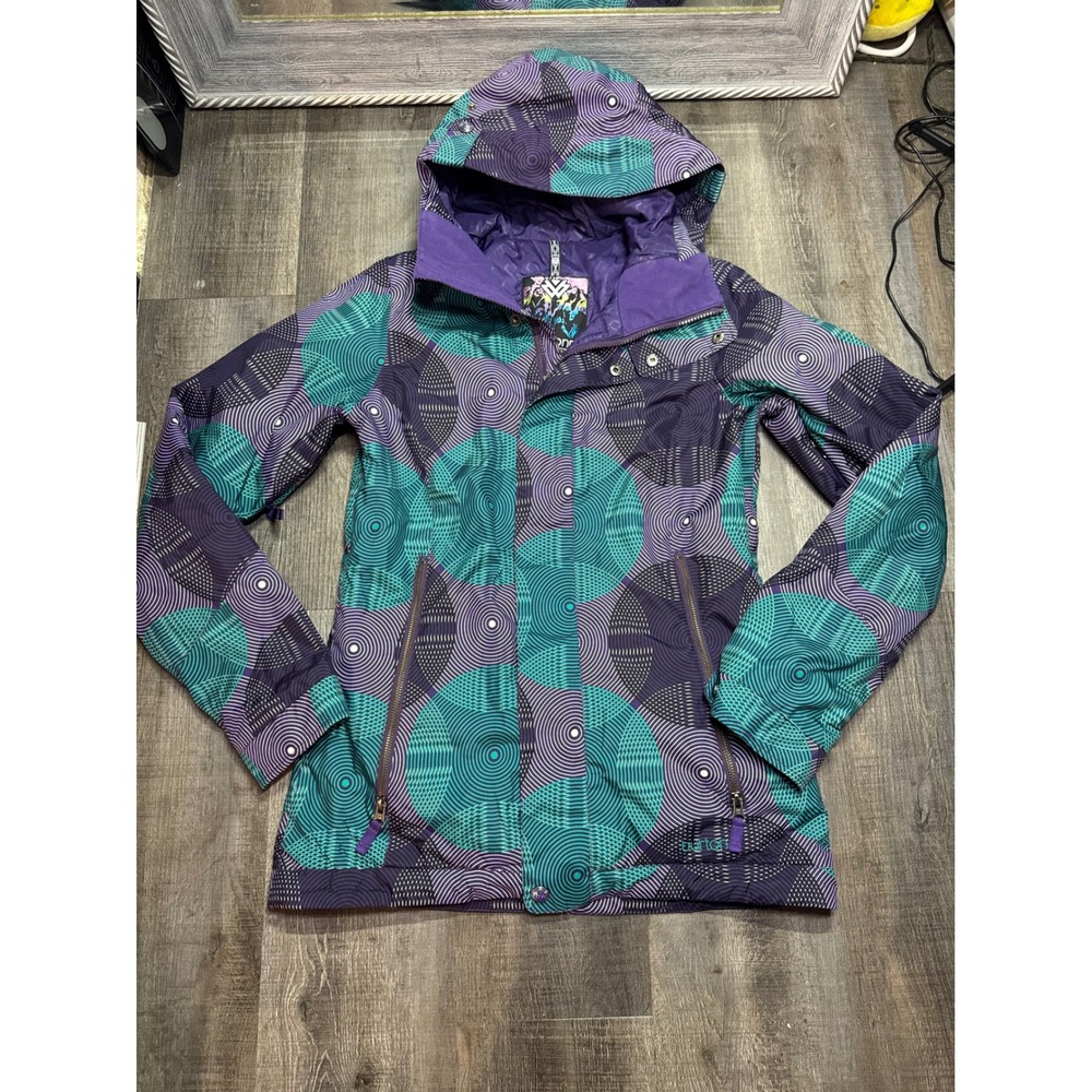 Burton DryRide Shaun White Collection Snowboard Jacket Purple Teal Geometric S